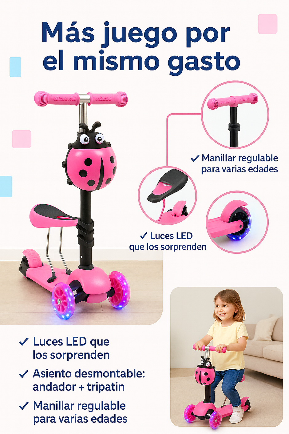 Combo NAVIDAD Tripatin Infantil Con Luz Led + SET de Seguridad