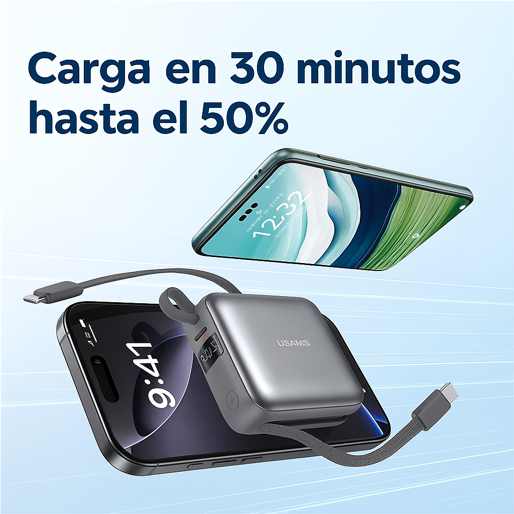 Power Bank Mini 10.000 Mah Carga Rapida 20w Cables Incluidos