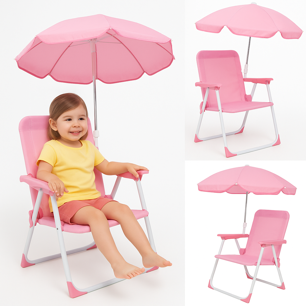 Silla Infantil Plegable Playa Para Niñas Niños Con Sombrila