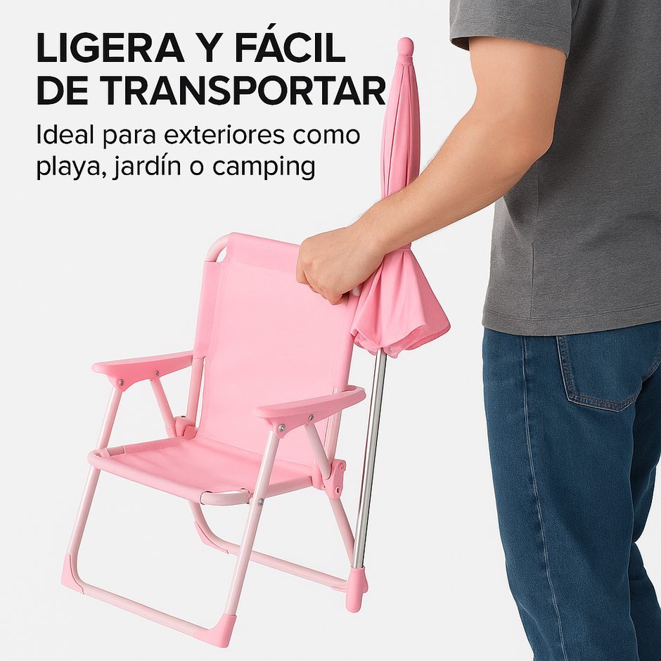 Silla Infantil Plegable Playa Para Niñas Niños Con Sombrila