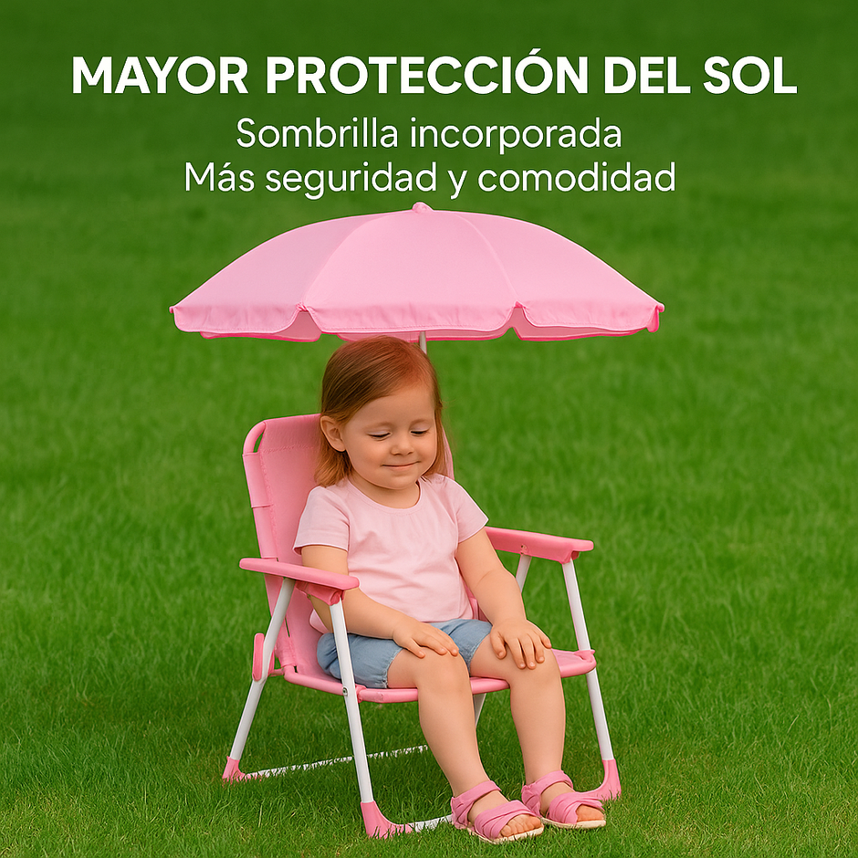 Silla Infantil Plegable Playa Para Niñas Niños Con Sombrila