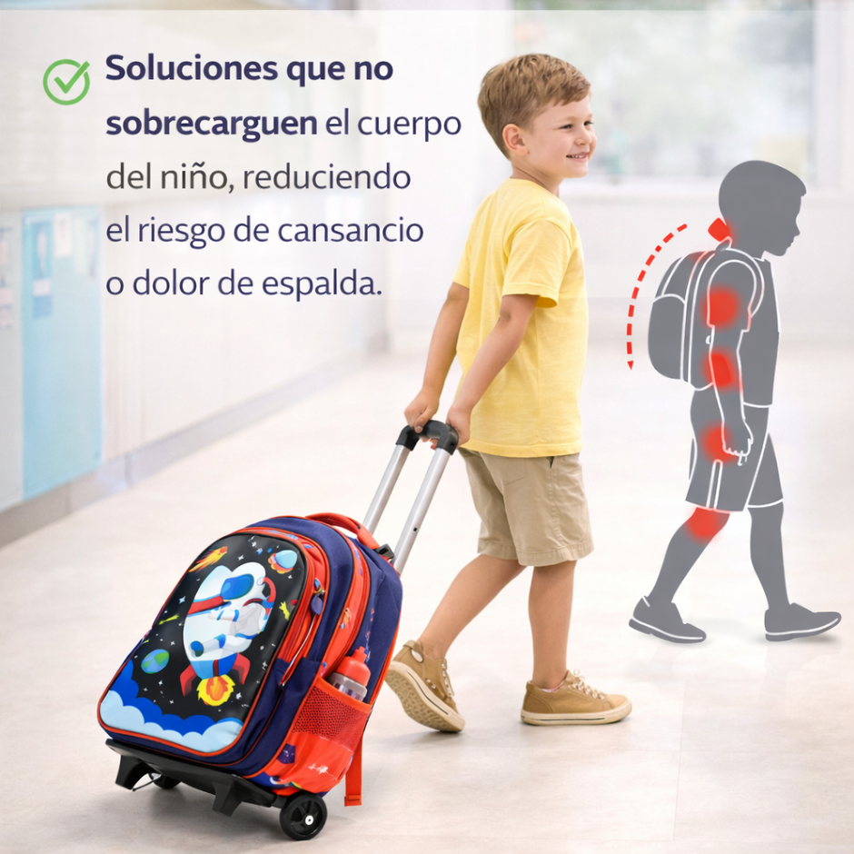 Mochila Carrito Con Ruedas Mas Lonchera Y Cartuchera