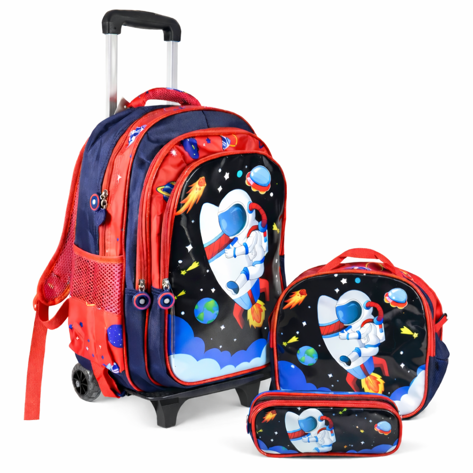 Mochila Carrito Con Ruedas Mas Lonchera Y Cartuchera