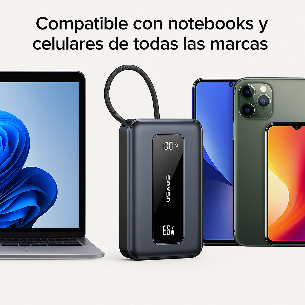 Power Bank 20.000mah Carga Super Rapida 65w Con Pantalla Lcd