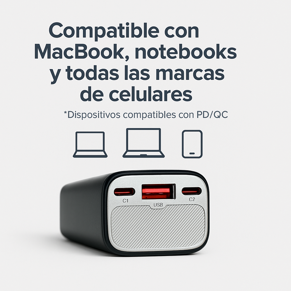 Power Bank 10,000mah Carga Super Rapida 65w Notebook Celular