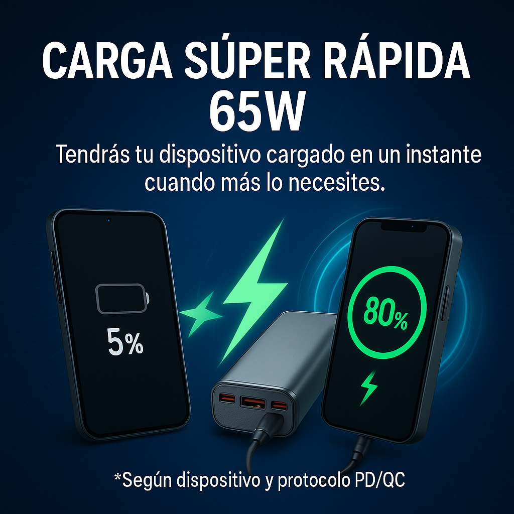 Power Bank 10,000mah Carga Super Rapida 65w Notebook Celular