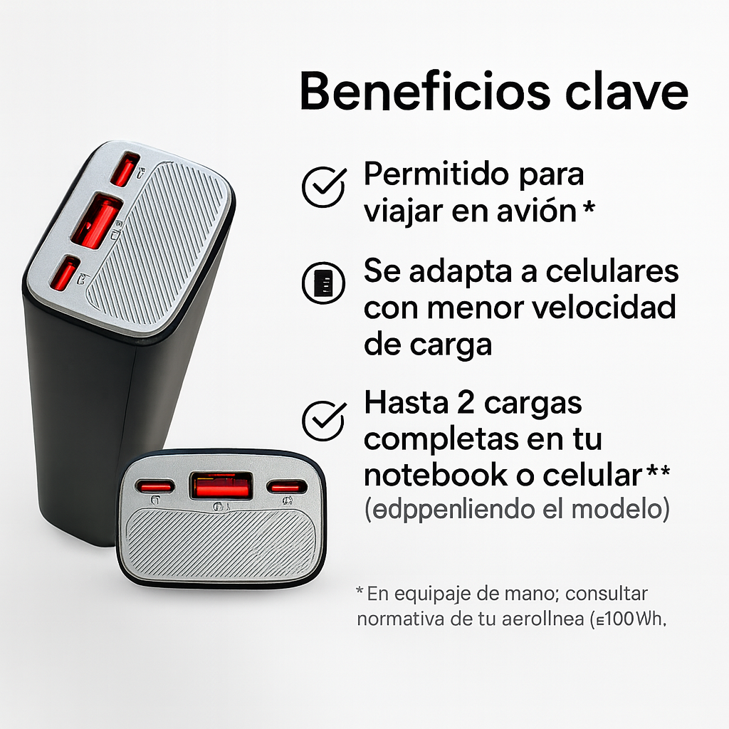 Power Bank 10,000mah Carga Super Rapida 65w Notebook Celular