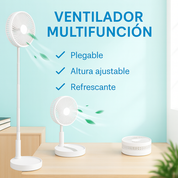 Ventilador De Pie Bateria Silencioso Plegable 4 Velocidades
