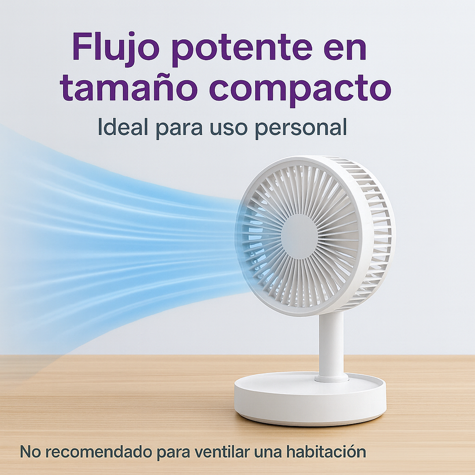 Ventilador De Pie Bateria Silencioso Plegable 4 Velocidades