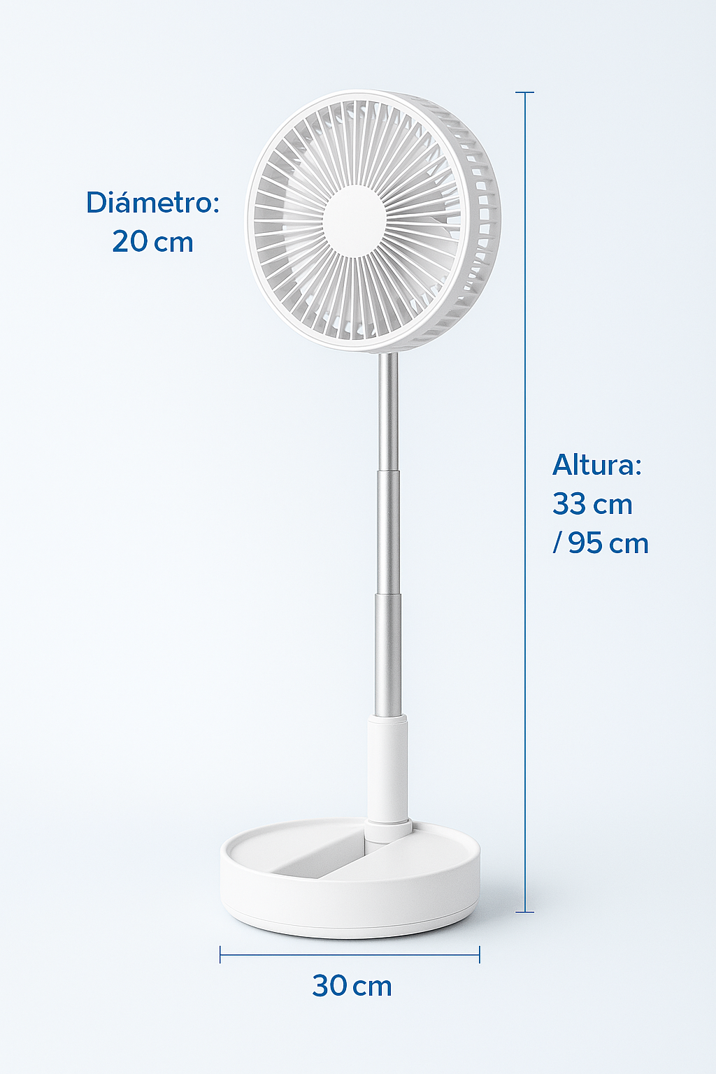 Ventilador De Pie Bateria Silencioso Plegable 4 Velocidades