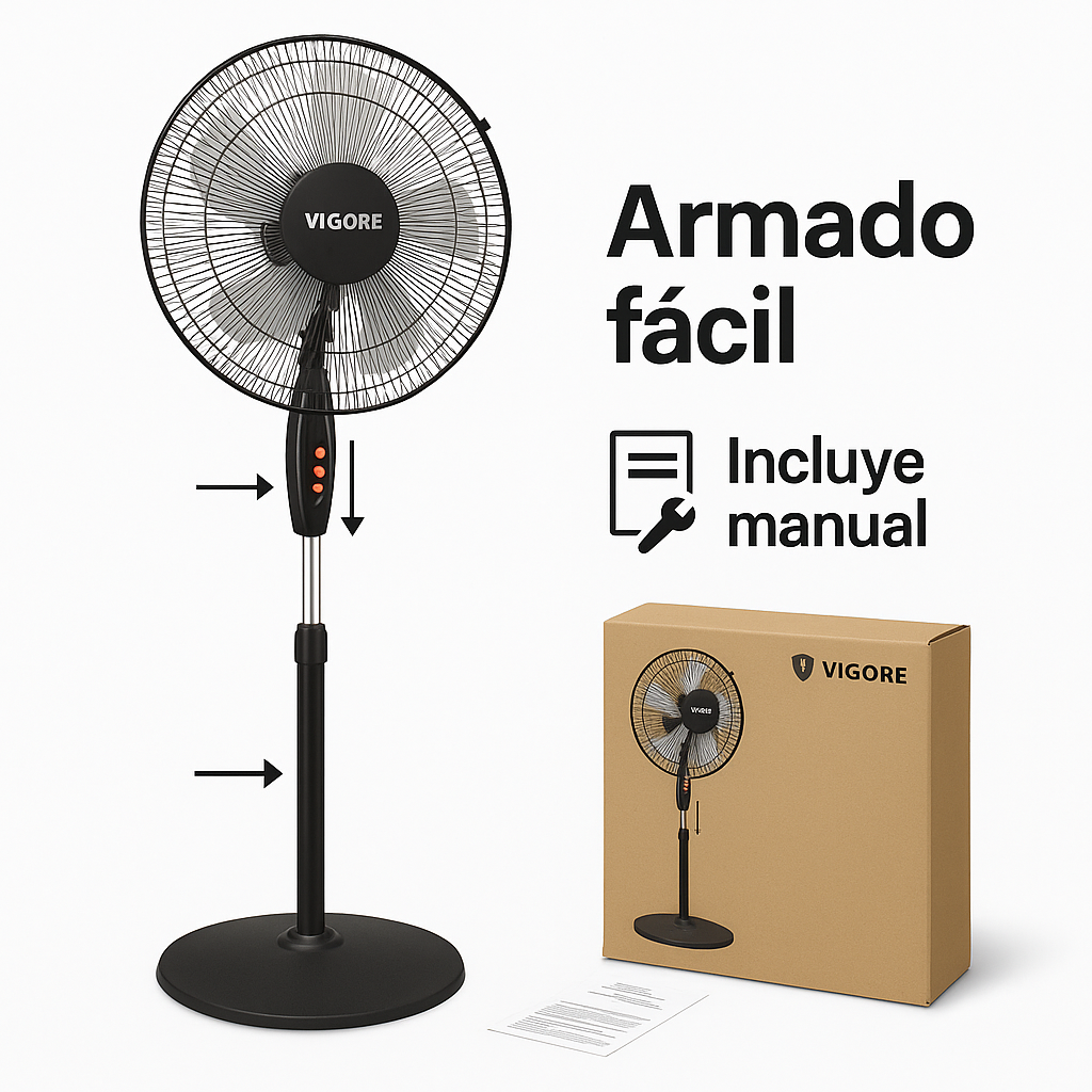 Ventilador De Pie 3 Velocidades 5 Aspas Metal 120cm Pack X2u