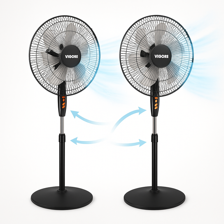 Ventilador De Pie 3 Velocidades 5 Aspas Metal 120cm Pack X2u