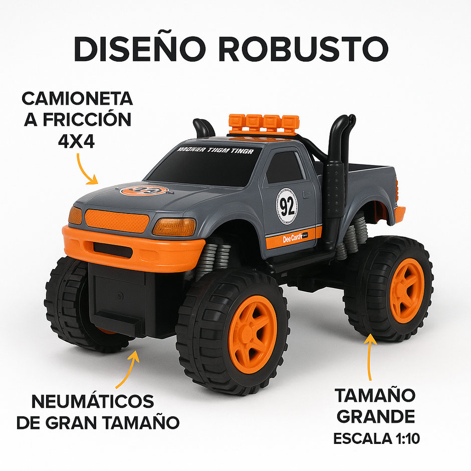 Camioneta Grande A Fricción 4x4 Todo Terreno Camion Monstruo