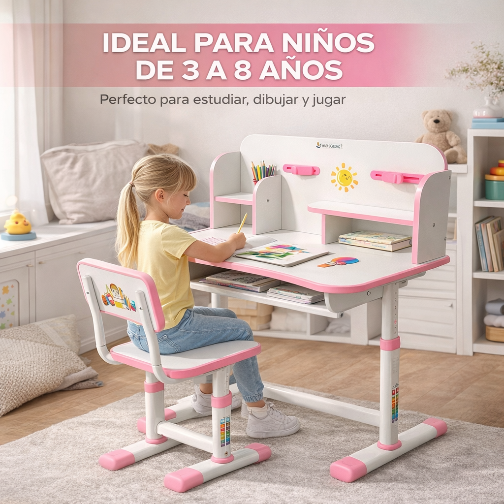 Escritorio Infantil Escolar Con Silla Para Niñas/niños