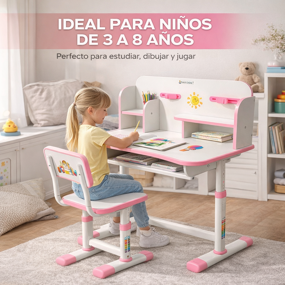 Escritorio Infantil Escolar Con Silla Para Niñas/niños