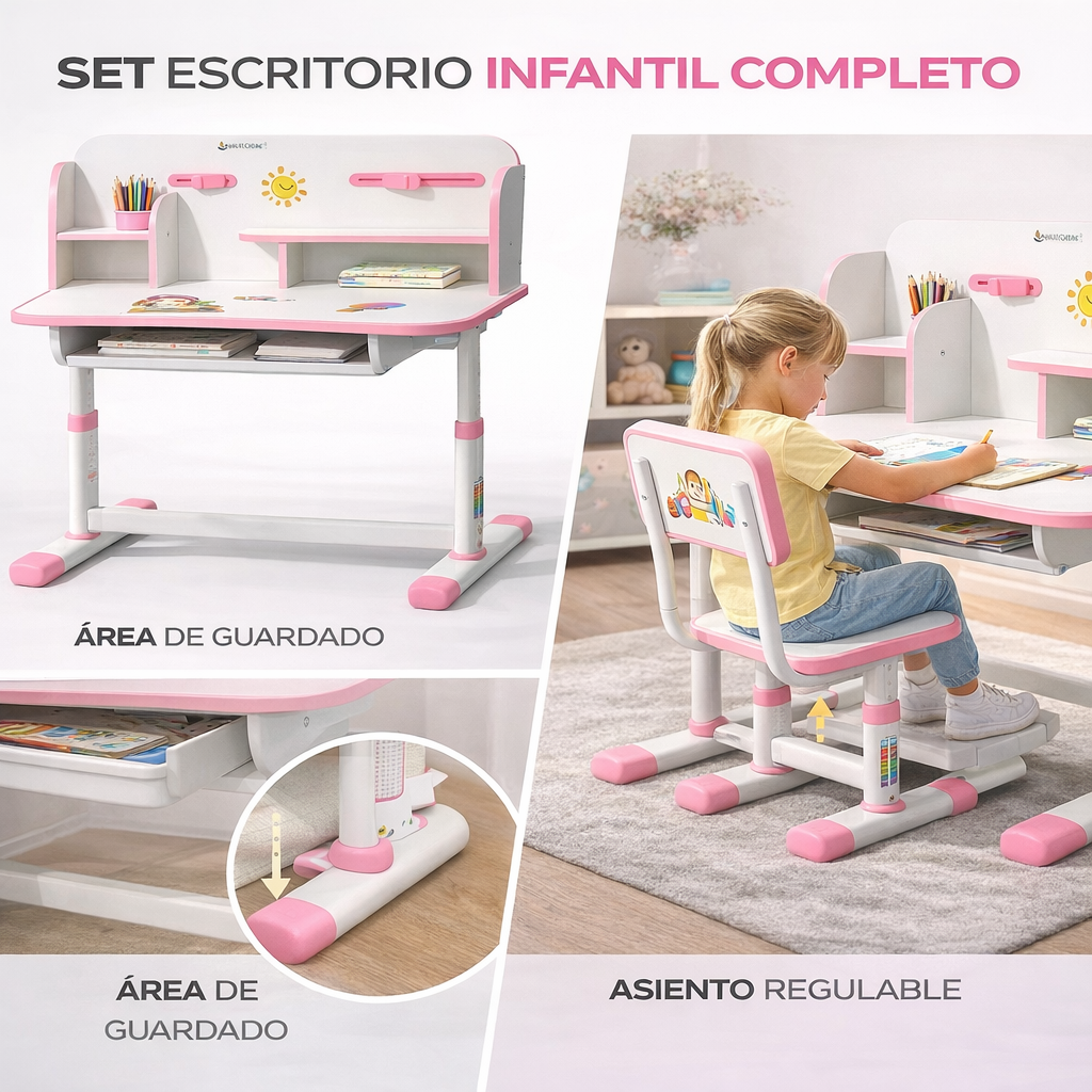 Escritorio Infantil Escolar Con Silla Para Niñas/niños