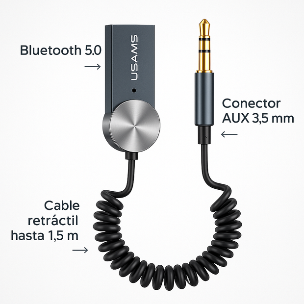 Adaptador Bluetooth Audio Usb Aux 3.5 Receptor De Audio Auto