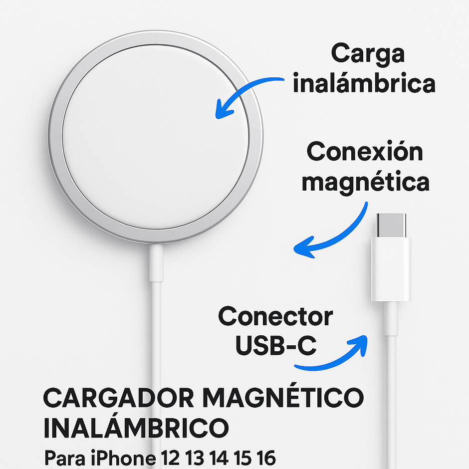 Cargador Magnetico Inalambrico Para iPhone 12 13 14 15 16