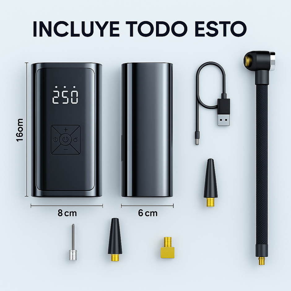 Inflador Auto Moto Compresor Aire Portátil Recargable 150psi