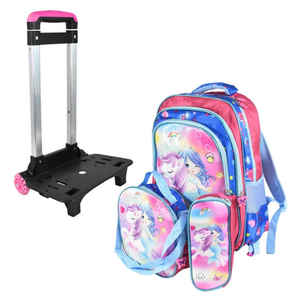 Mochila Carrito Con Ruedas Mas Lonchera Y Cartuchera