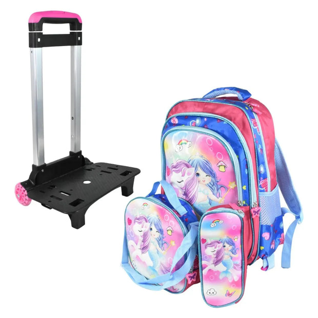 Mochila Carrito Con Ruedas Mas Lonchera Y Cartuchera