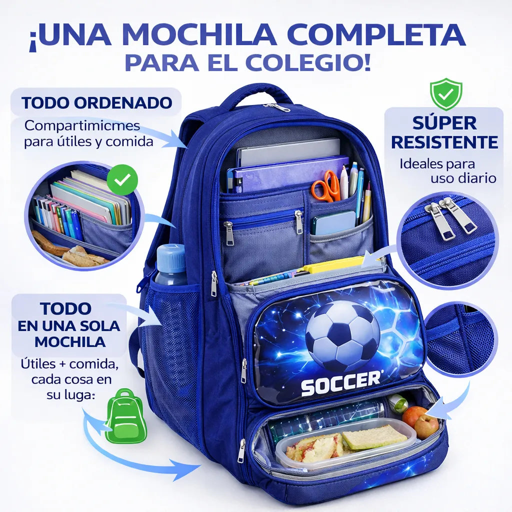 Mochila Escolar Para Niño Niña Con Compartimiento 3 En 1