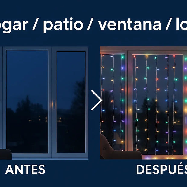 Cortina De Luz Multicolor Navideña Decoracion 3x2 Metros