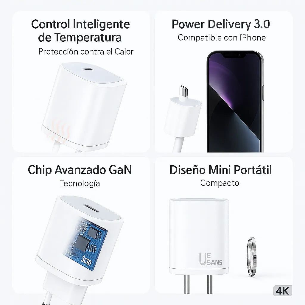 Cargador Carga Rapida 30w Para iPhone 15 16 17 Pro/max/plus
