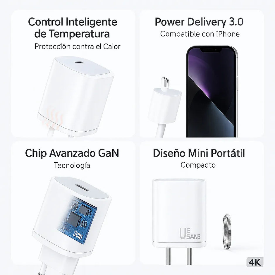 Cargador Carga Rapida 30w Para iPhone 15 16 17 Pro/max/plus