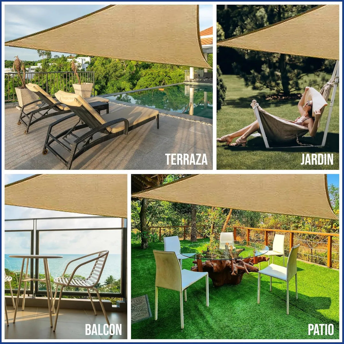 Toldo Lona Malla Sombra Filtrouv Triangular Impermeable 2.5m
