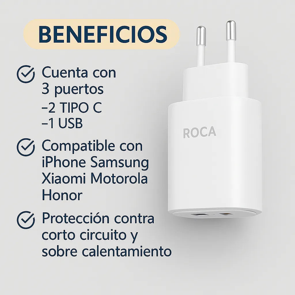 Ficha Cargador Carga Rapida 65w Para Samsung Xiaomi Honor