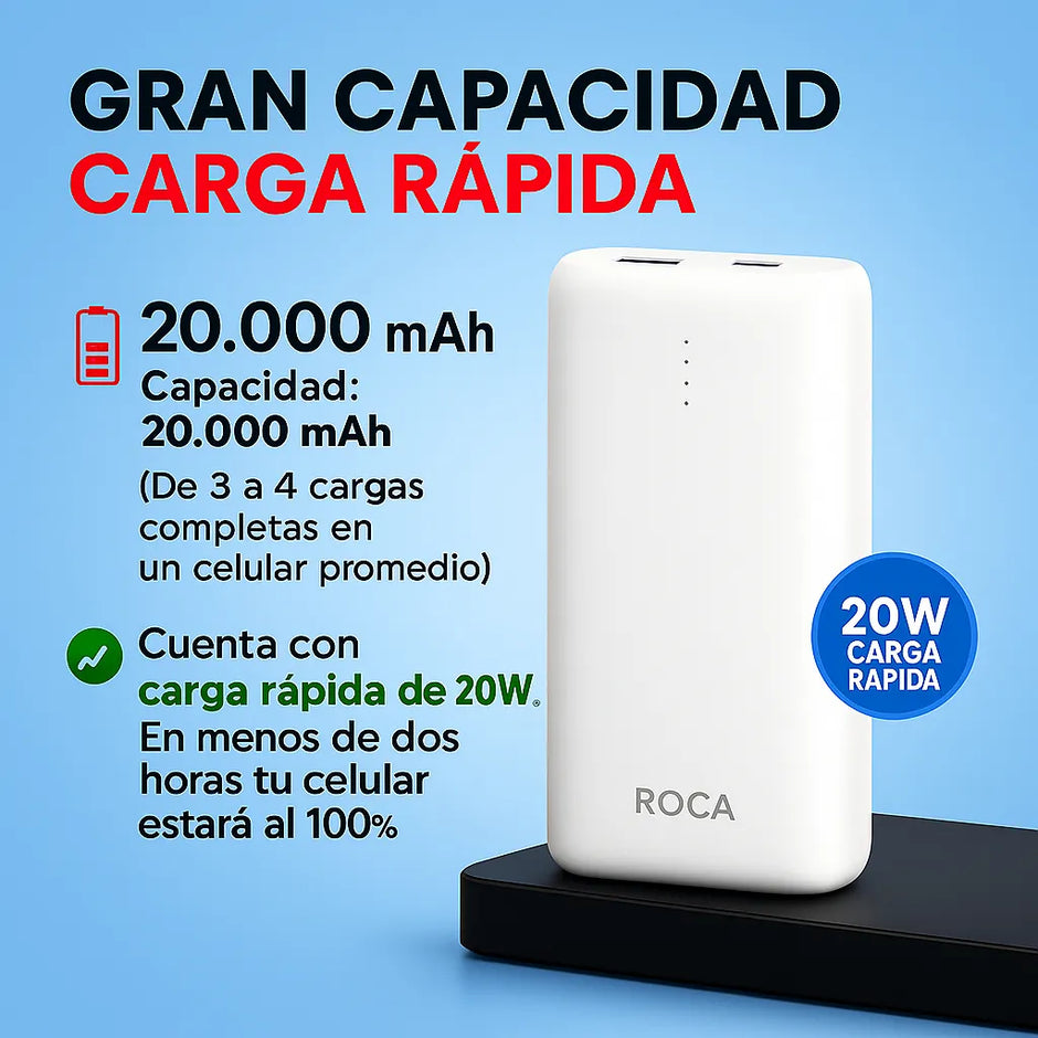 Power Bank 20.000mah Carga Rapida 20w