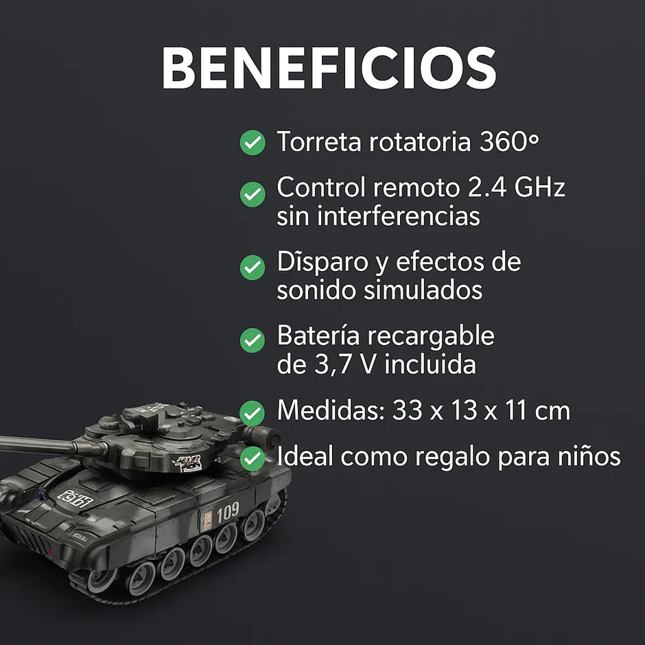 Tanque De Guerra A Control Remoto Con Luz Y Sonido