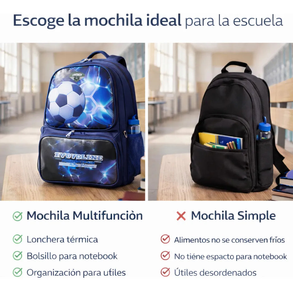 Mochila Escolar Para Niño Niña Con Compartimiento 3 En 1