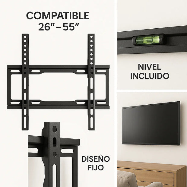 Soporte Tv Pared Fijo 26 32 43 50 55 Pulgadas 30k Con Nivel