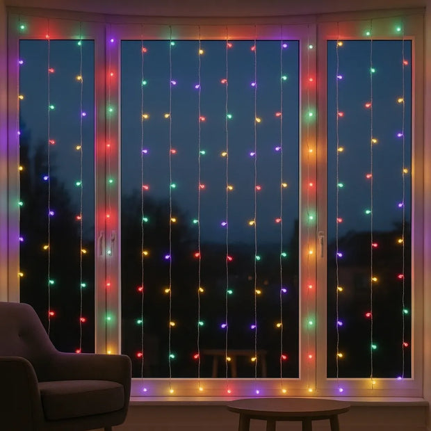 Cortina De Luz Multicolor Navideña Decoracion 3x2 Metros