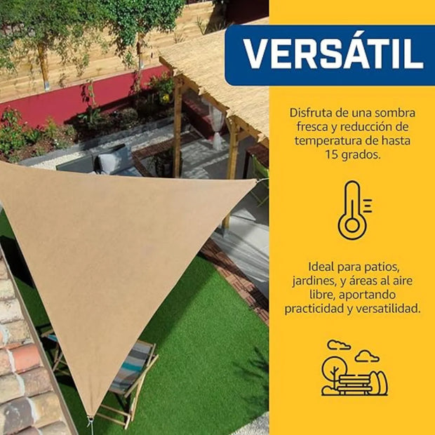 Toldo Lona Malla Sombra Filtrouv Triangular Impermeable 2.5m