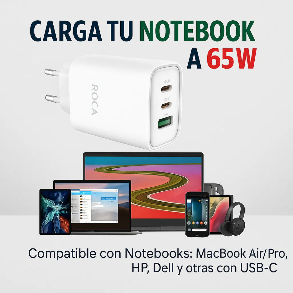 Ficha Cargador Carga Rapida 65w Para Samsung Xiaomi Honor