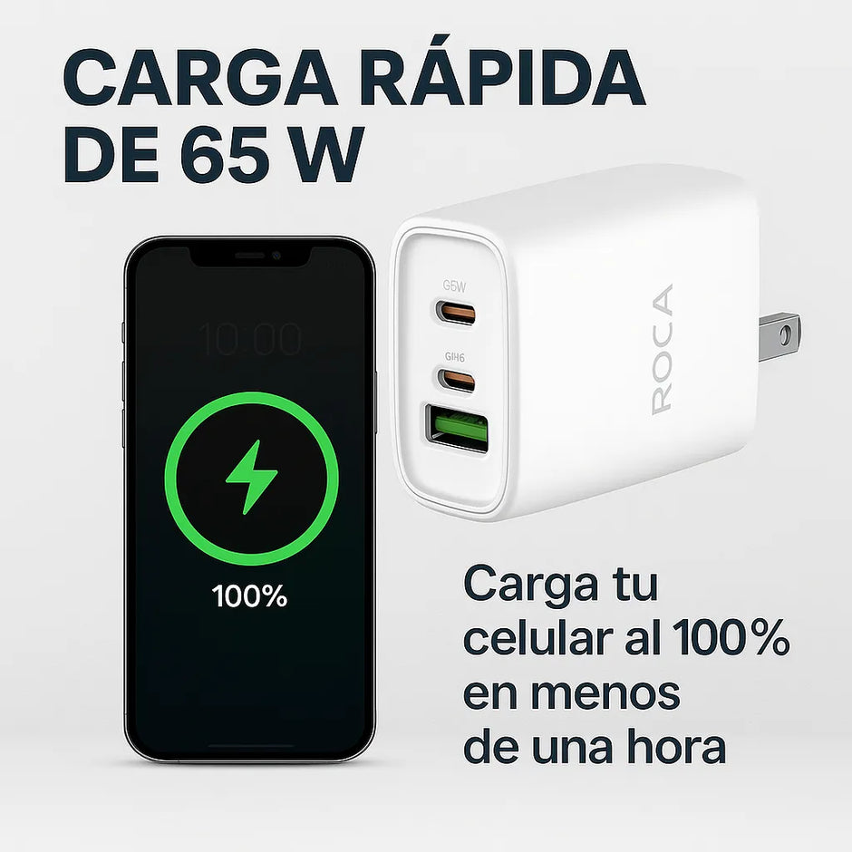 Ficha Cargador Carga Rapida 65w Para Samsung Xiaomi Honor