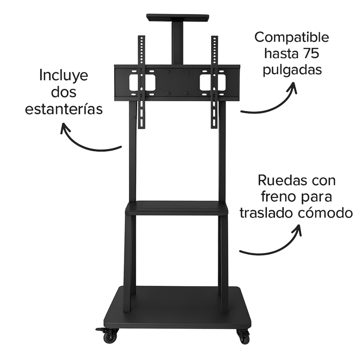 Soporte De Piso Para Tv Monitor 32 A 70 Pulgadas Con Ruedas