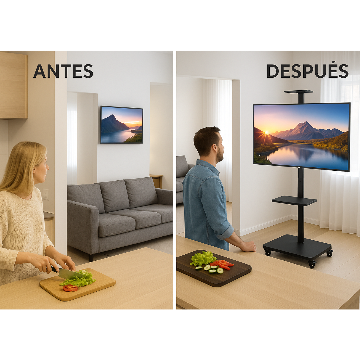 Soporte De Piso Para Tv Monitor 32 A 70 Pulgadas Con Ruedas